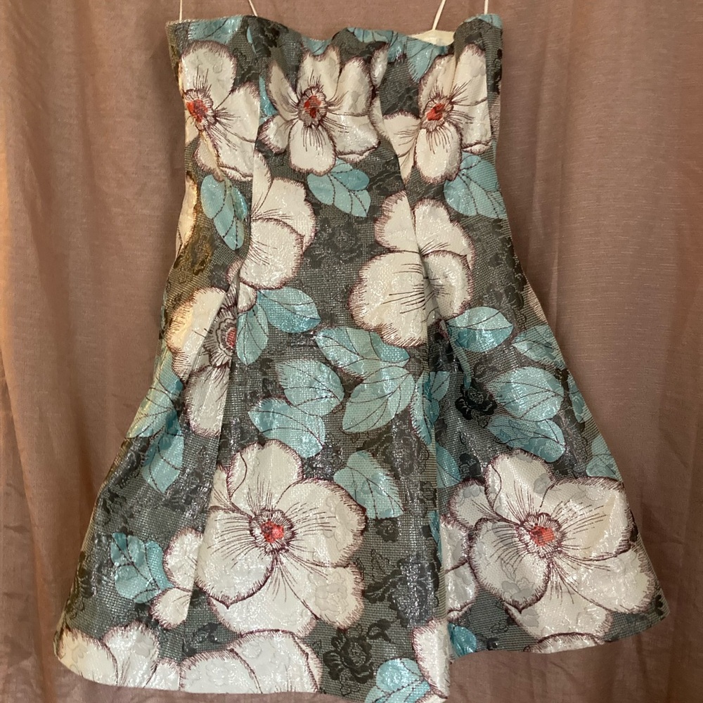 Nicole Miller Metallic Fit and Flare Strapless Dress